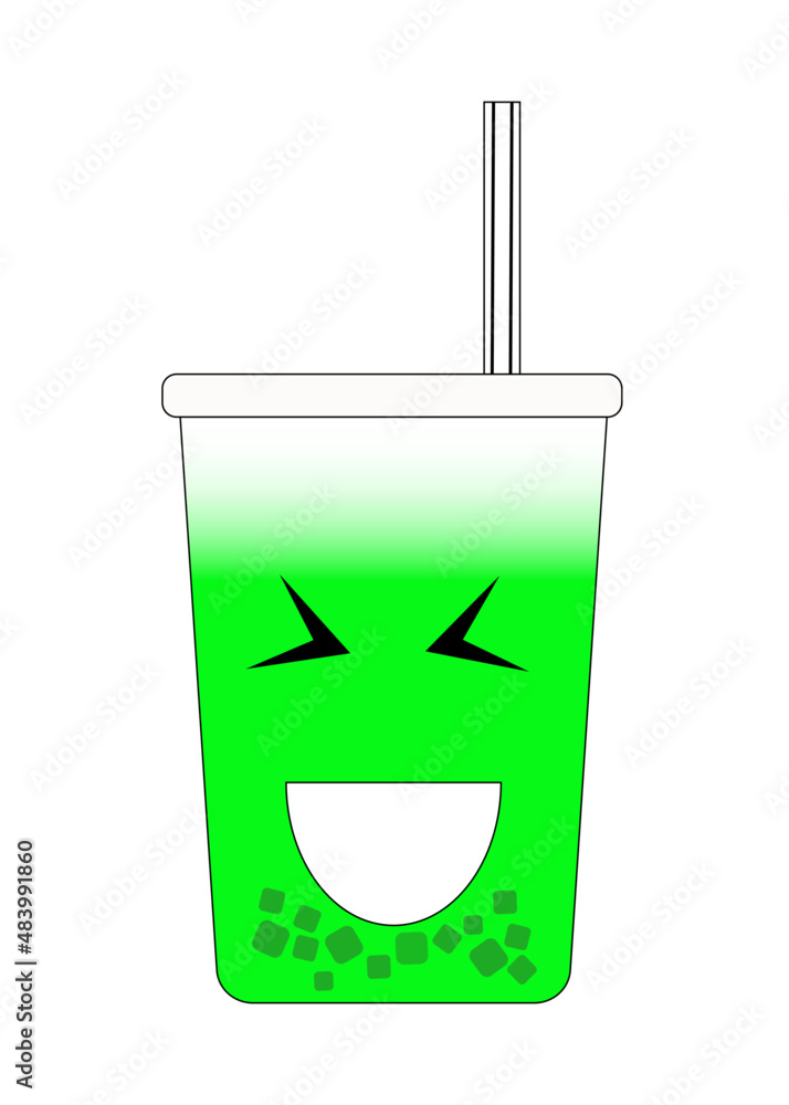 Cute doodle character of colorful soft drink glass Cute doodle character of colorful soft drink glass