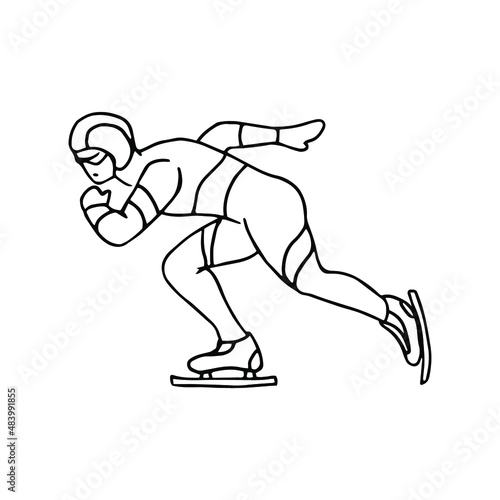 Speed skater in doodle style. Isolated vector. © Roonikart