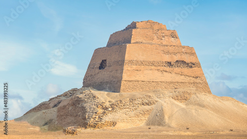 Meidum, is an archaeological site in Lower Egypt. The pyramid was Egypt's first straight-sided one, but it partially collapsed. The area is located around 72 kilometres south of modern Cairo.