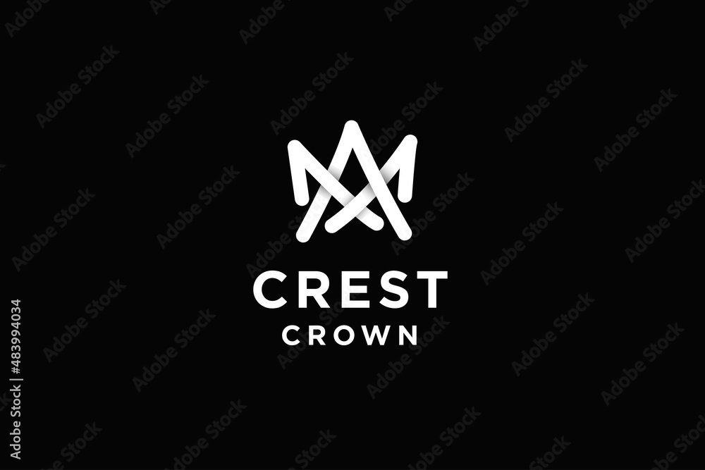 Abstract line art crown logo design vector illustration