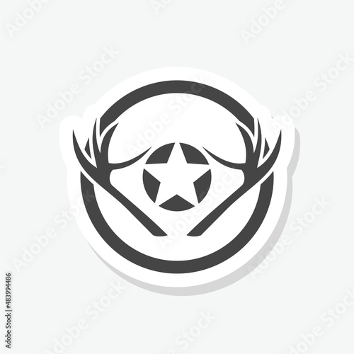 Deer antlers icon sticker isolated on white background
