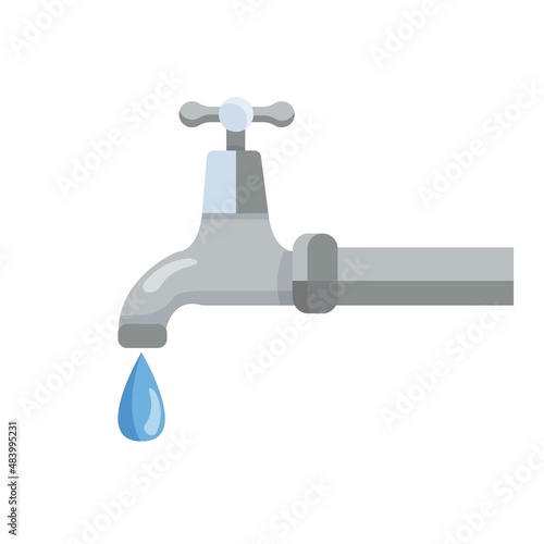 Clear water vector illustration. Save water. Water tap. 