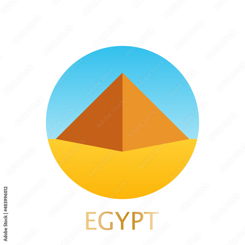 Logo of egyptian pyramid with yellow sand and blue sky Logo of egyptian pyramid with yellow sand and blue sky