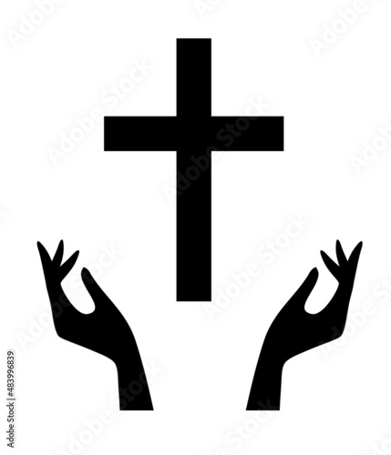 Vector praying hands cross