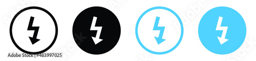 flash thunder power icon, Lightning bolt icon with thunder bolt - Electric power icon symbol in thin line, outline and stroke style for apps and website	
