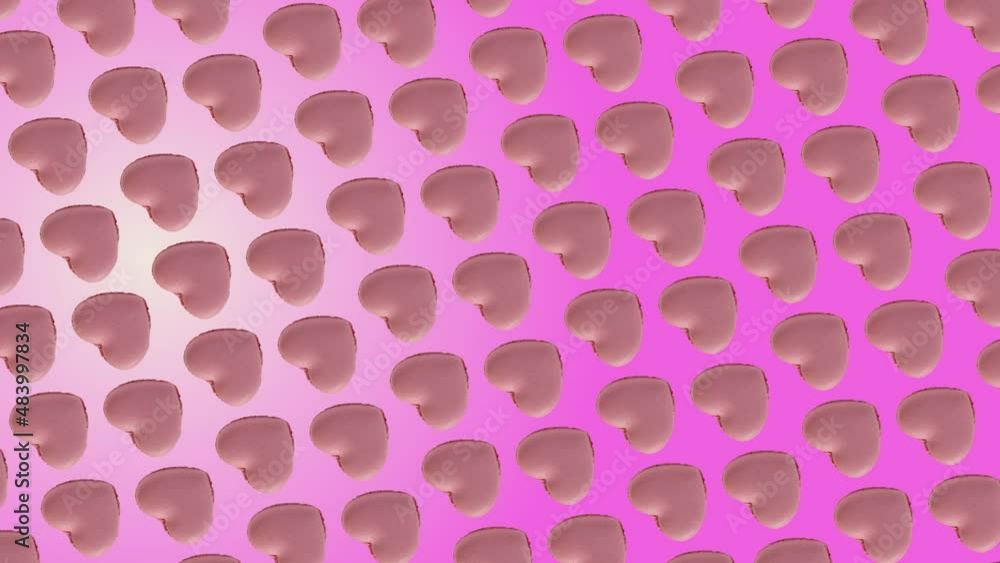 A nice colorful 3 in 1 animation: a different sides and size animations for 10 sec pattern made of heart-shaped Sweet pink color macaroons, on trending colored animated background. not loopable. A nice colorful 3 in 1 animation: a different sides and size animations for 10 sec pattern made of heart-shaped Sweet pink color macaroons, on trending colored animated background. not loopable.