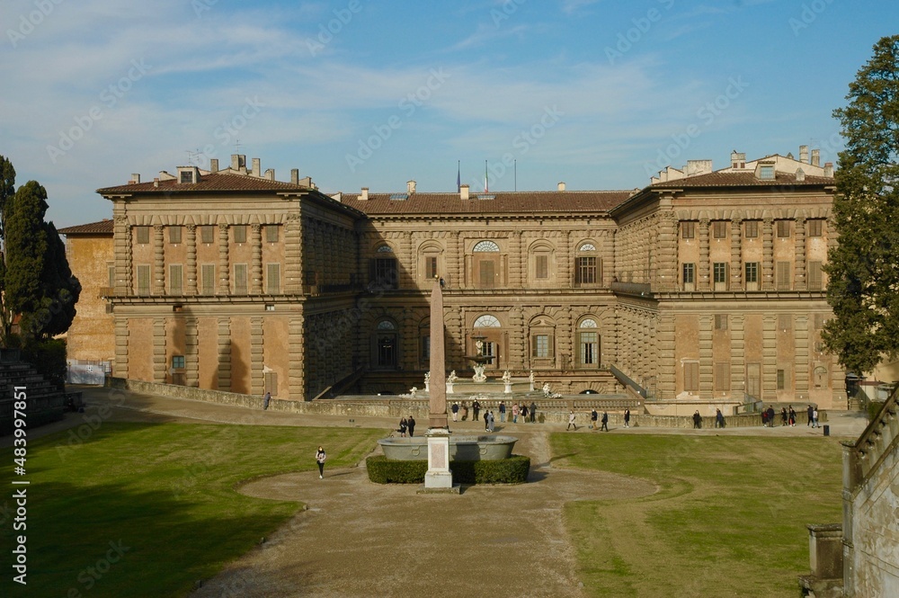 Vista  dall'anfiteatro del  parco di Boboli, il palazzo Pitti residenza dei Medici in Firenze.