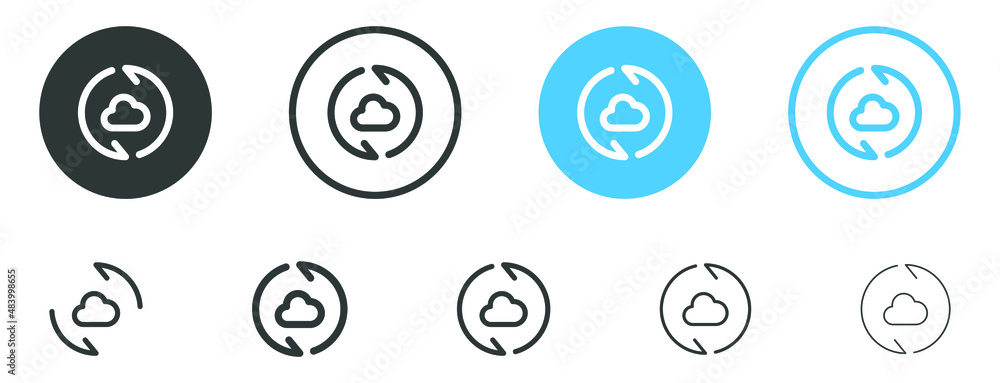 Cloud sync icon data storage refresh with arrows . file hosting cloud icons