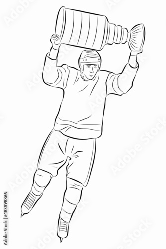 illustration ice hockey player, vector drawing