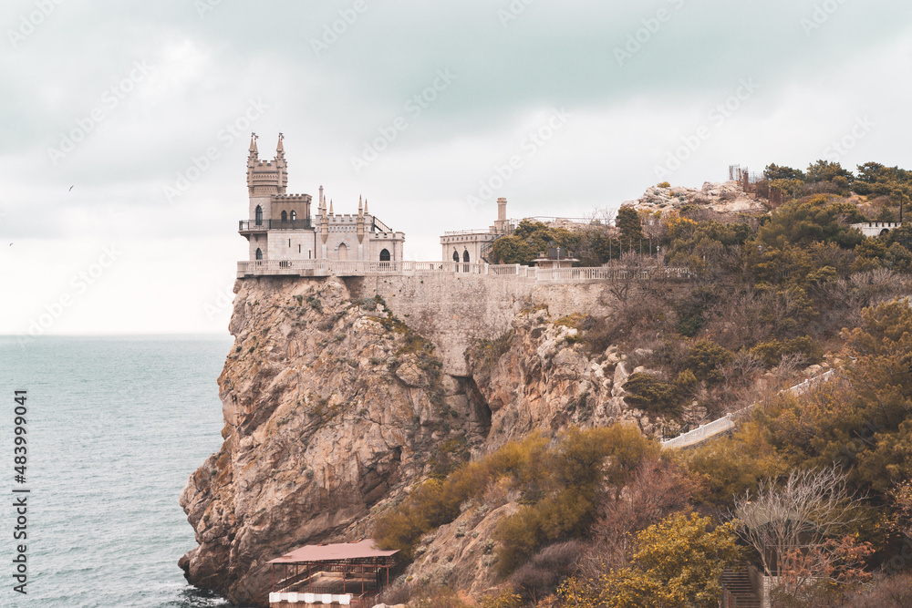Overlook of the Swallow's Nest romantic castle on the Black sea shore