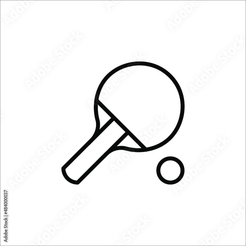 Table tennis racket and ball, Ping pong vector icon on white background.