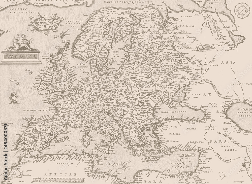 Fototapeta Old antique world map. Vintage style wallpaper