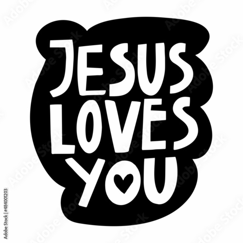 vector handwritten inscription Jesus loves you
