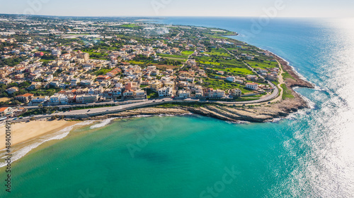 Aerial View of Cava d'Aliga and the Mediterranean Sea, Scicli, Ragusa, Sicily, Italy, Europe