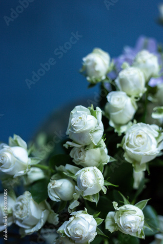 Bouquet of flowers on a blue background