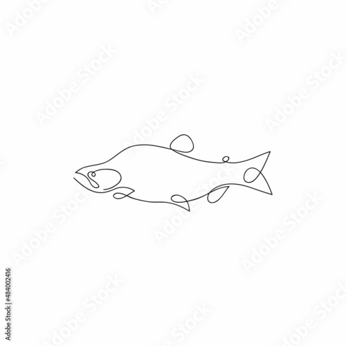 One line fish design silhouette. Logo design. Hand drawn minimalism style vector illustration.