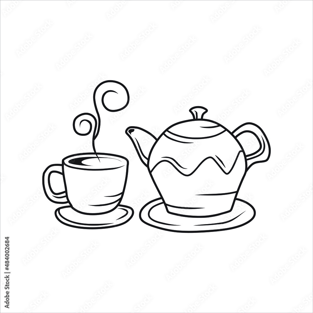 Vector illustration of teapot and cup Vector illustration of teapot and cup