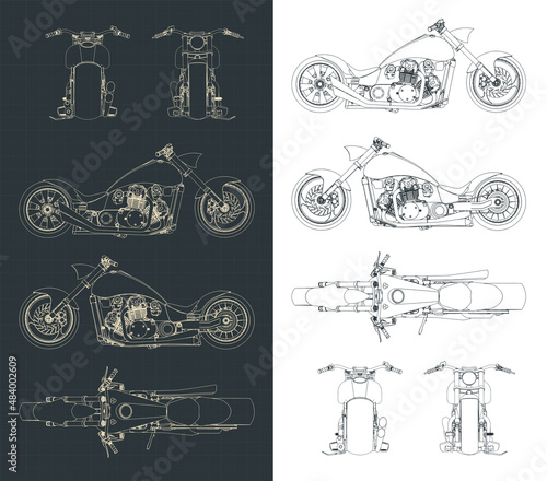 Cruiser motorcycle blueprints