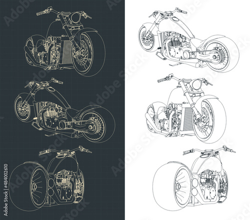 Cruiser motorcycle drawings