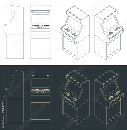 Retro arcade machine drawings