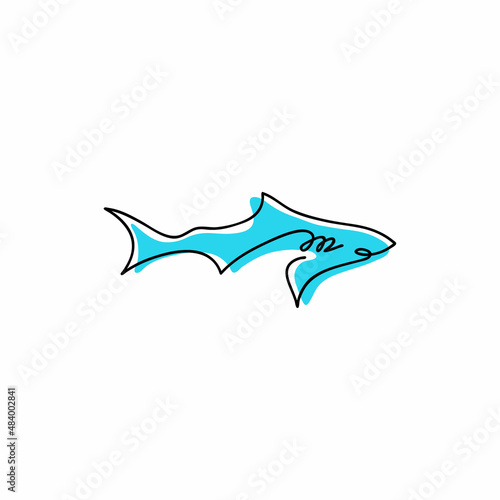 One line shark design silhouette.Hand drawn minimalism style vector illustration.
