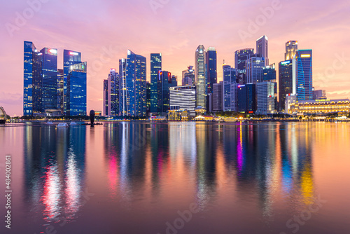 Skyline of Singapore at sunset