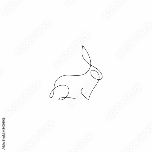 One line rabbit design silhouette. Logo design. Hand drawn minimalism style vector illustration.