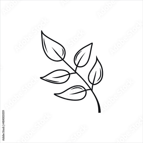 black line leaf icons on white background