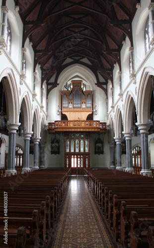 interior of irish catholic church looking rearwards