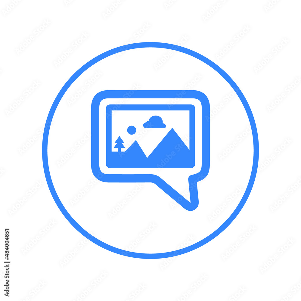 Media, chat, gallery icon. Blue vector sketch. Media, chat, gallery icon. Blue vector sketch.