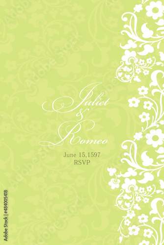 Wedding invitation vector template with floral ornament