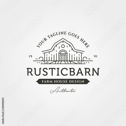 barn logo line art vintage vector symbol illustration design