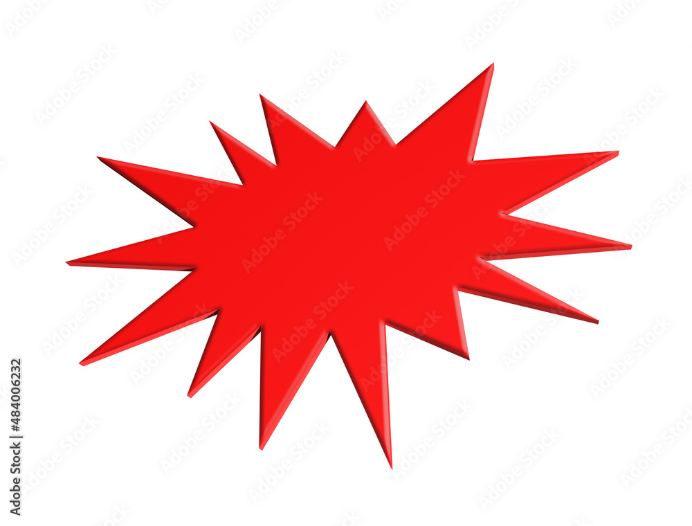 3d illustration of red bursting star icon 3d illustration of red bursting star icon