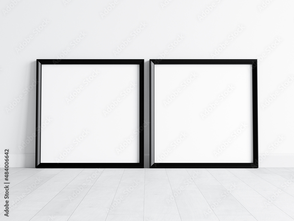 two black square frames mockup, poster mockup, print mockup, 3d render two black square frames mockup, poster mockup, print mockup, 3d render