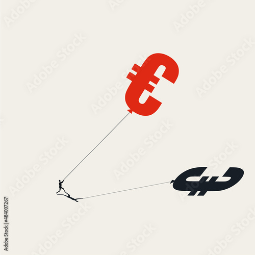 Inflation vector concept. Symbol of price rise, money value decrease, euro sign. Minimal illustration.