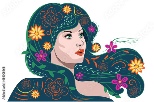 Girl with floral hair