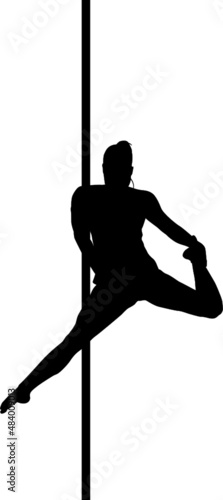 Silhouette of a pole dancer performing a libellula