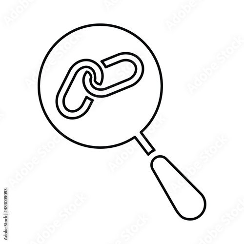 Search, backlink outline icon. Line vector design.