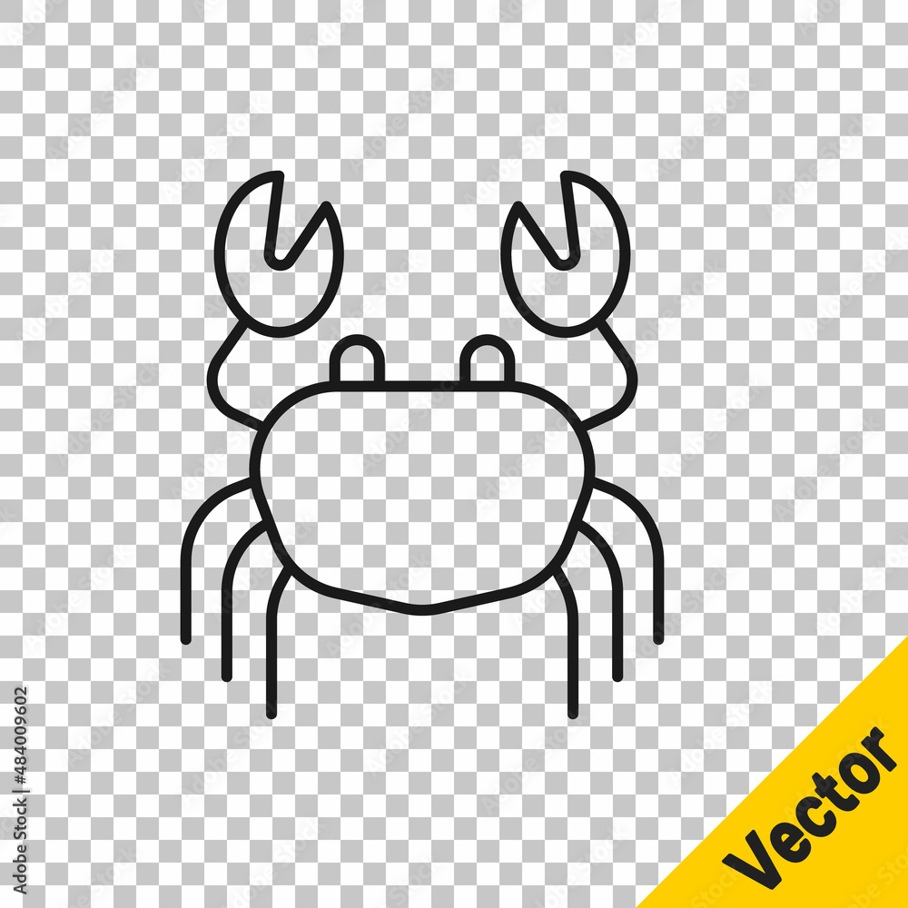 Black line Crab icon isolated on transparent background. Vector Black line Crab icon isolated on transparent background. Vector