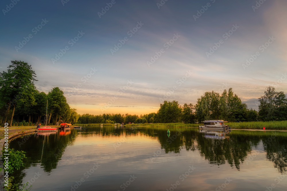 sunset at lake Necko near the Polish city of Augustow