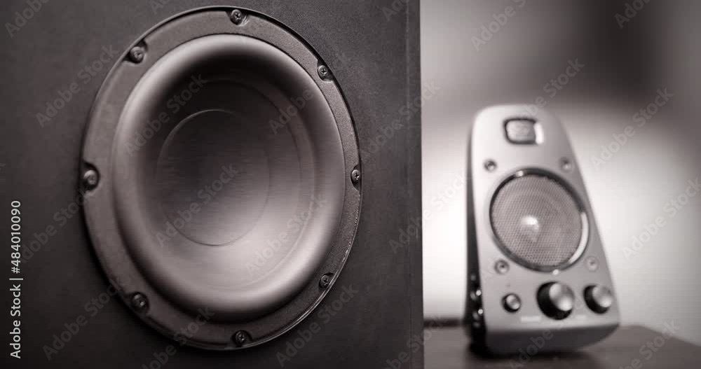 Subwoofer membrane moving to high volume music Subwoofer membrane moving to high volume music