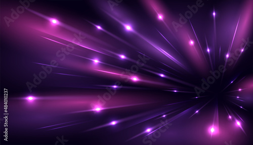 Modern abstract high-speed movement. Speed zoom of the beam on dark background. Dynamic motion light trails. Futuristic, technology pattern for a banner.
