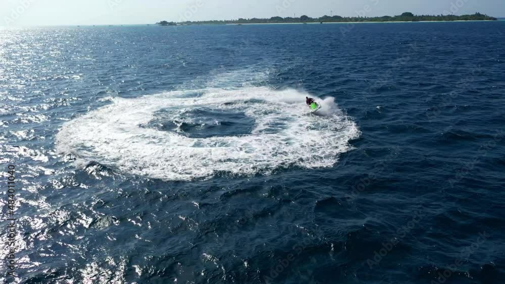 MALDIVES, 2021 Feb 10th; Aerial view, flight with a Jetskidriver at Lhaviyani Atoll, Maldives, Indian Ocean, Asia MALDIVES, 2021 Feb 10th; Aerial view, flight with a Jetskidriver at Lhaviyani Atoll, Maldives, Indian Ocean, Asia