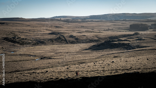 Lozère - vers Aumont Aubrac - Promeneurs dans le désert français