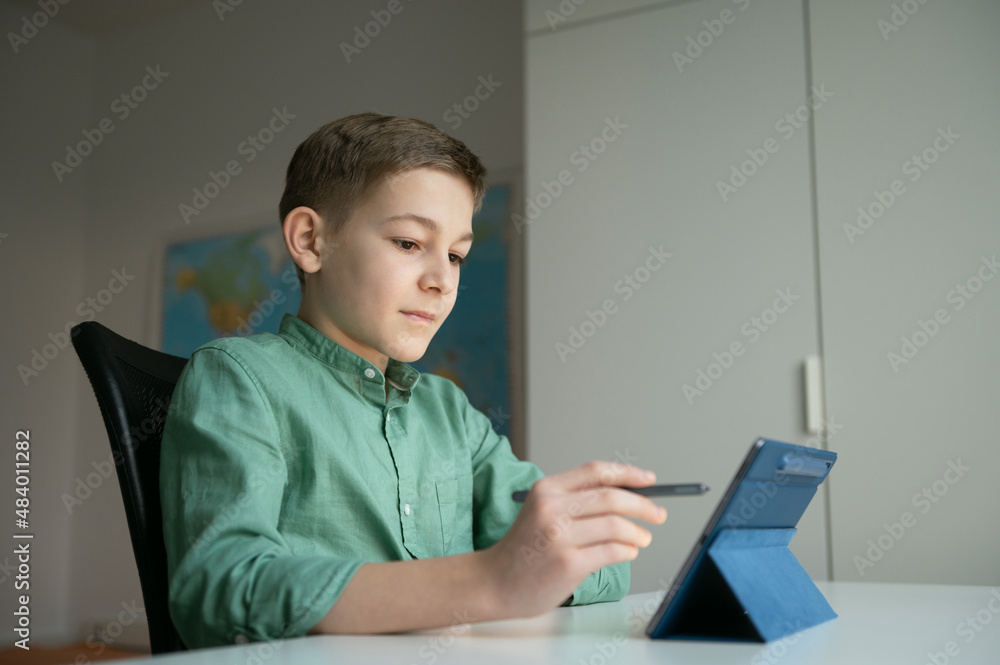 Online lesson during quarantine for teen boy Online lesson during quarantine for teen boy