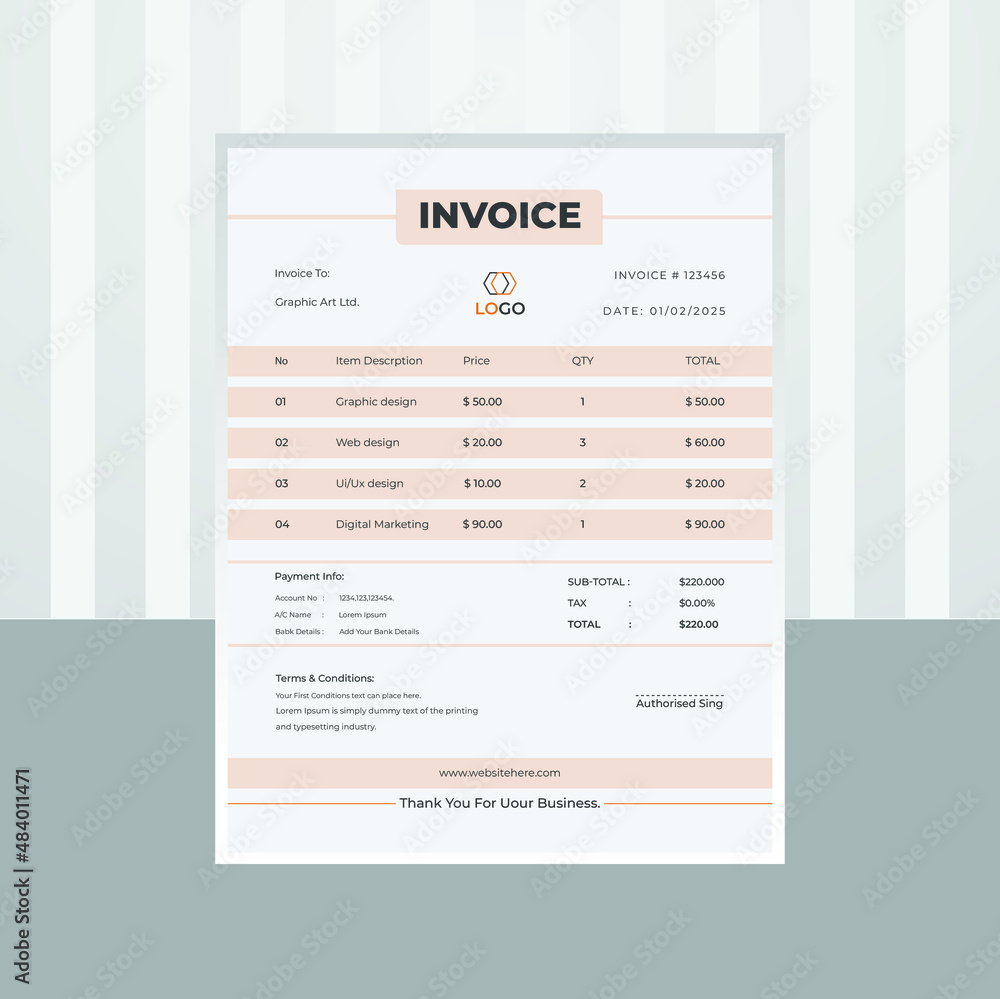Invoice Design, Invoice Design Template, Business Invoice, Business Invoice Template, Invoice 