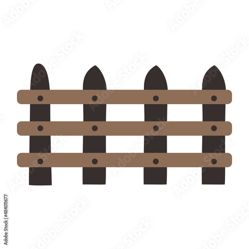 Wooden fence isolated with parallel plank old. Vector illustration
