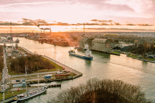 general cargo ship in port gdansk 