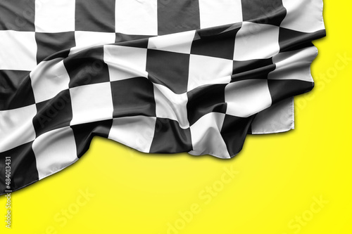 Checkered flag on yellow