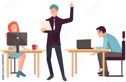 Businesspeople have project strategy planning meeting. Teamwork with business plan, creating new creative project. Meeting to discuss starting business. Colleagues discussing work in entrepreneurship
